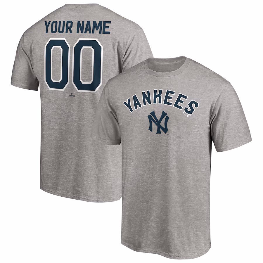 Men's New York Yankees Heathered Gray Cooperstown Winning Streak Alternate Personalized Name & Number T-Shirt - Jersey