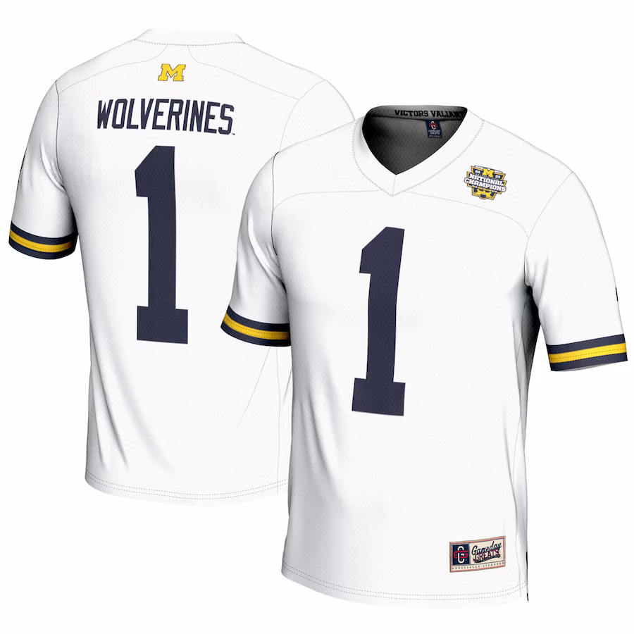 #1 Michigan Wolverines GameDay Greats College Football Playoff 2023 National Champions Lightweight Fashion Jersey - White - Jersey