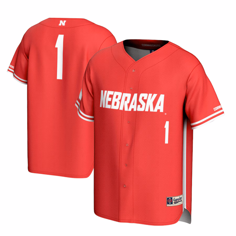 Youth GameDay Greats #1 Scarlet Nebraska Huskers Lightweight Baseball Jersey - Jersey