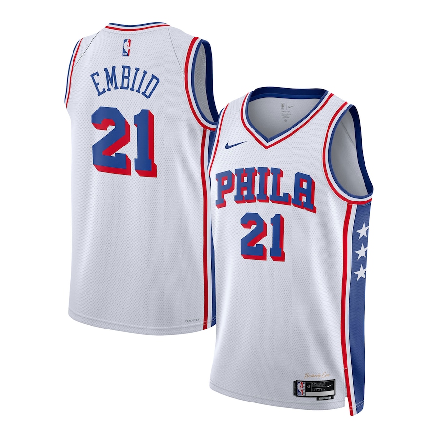 Youth Philadelphia 76ers Joel Embiid Nike White Swingman Jersey - Association Edition - Jersey