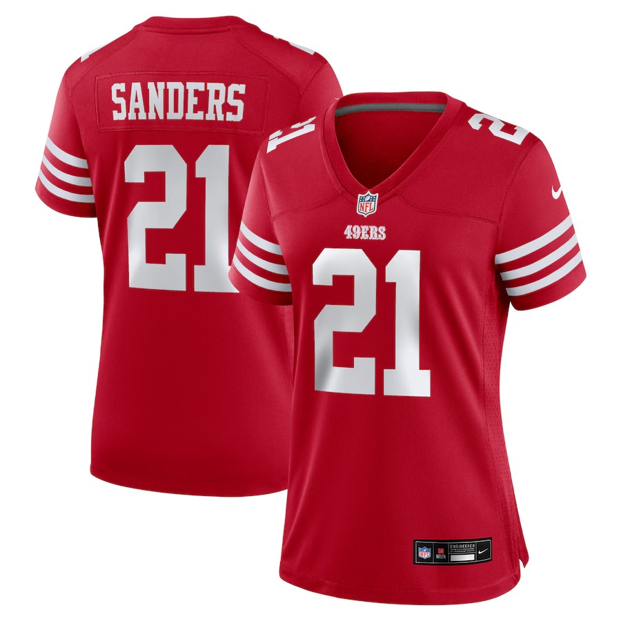 Women's San Francisco 49ers Deion Sanders Nike Scarlet Retired Player Game Jersey - Jersey