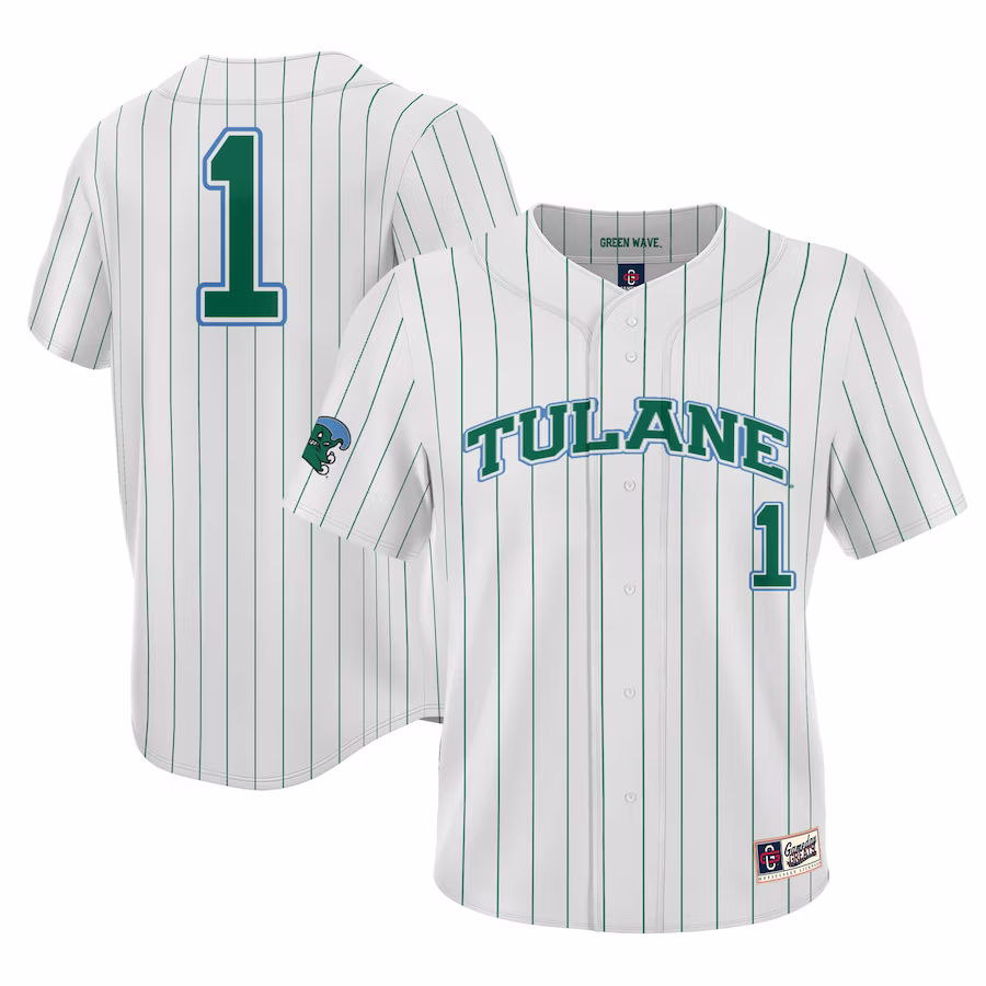 #1 Tulane Green Wave GameDay Greats Lightweight Baseball Jersey - White - Jersey