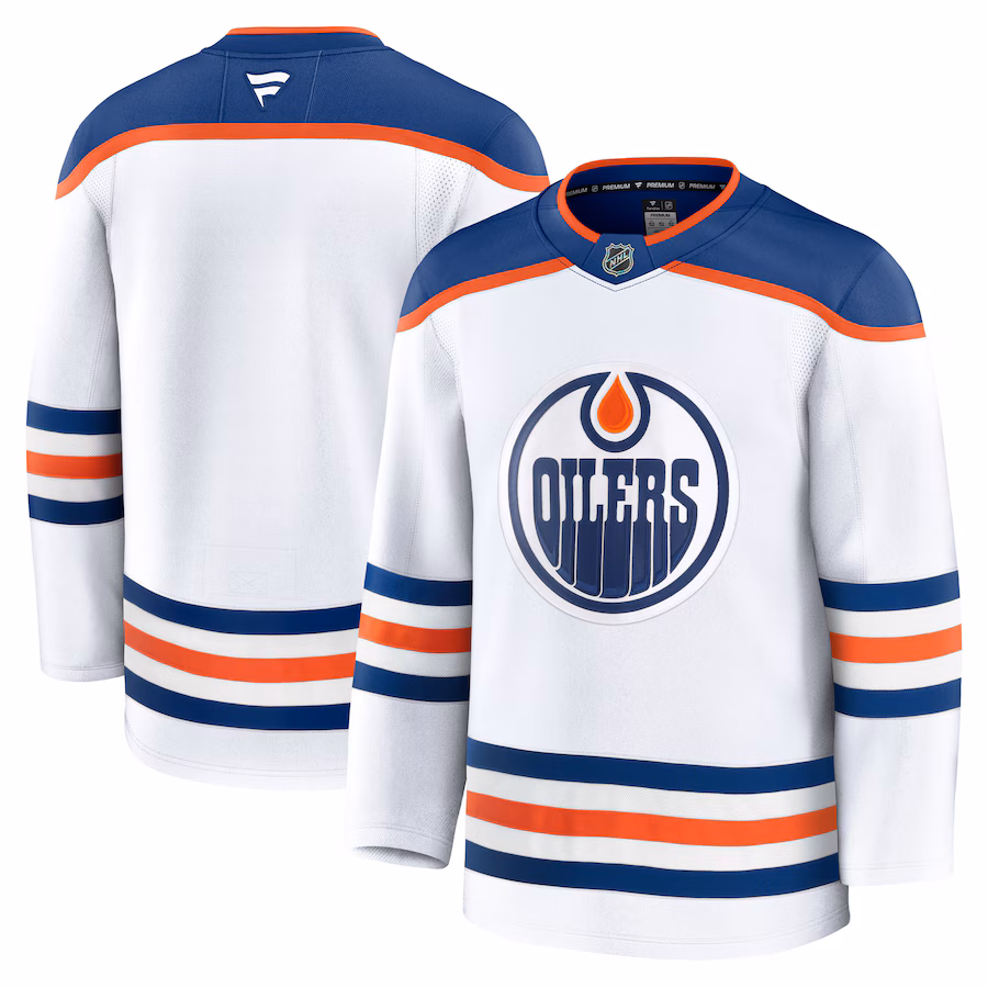 Men's Edmonton Oilers Fanatics White Away Premium Jersey - Jersey