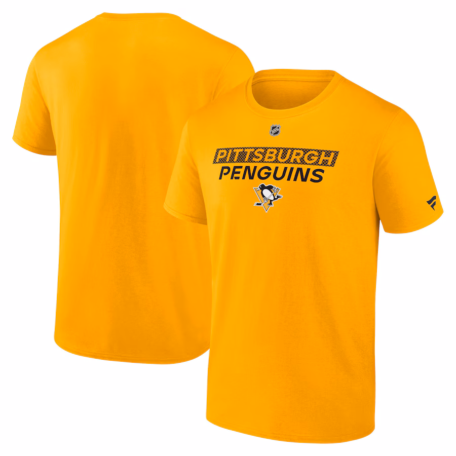 Men's Pittsburgh Penguins Fanatics Gold Authentic Pro Core Primary T-Shirt - Jersey