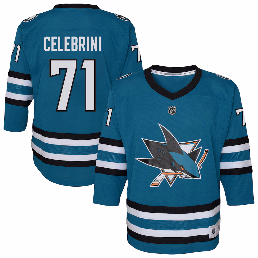 Youth San Jose Sharks Macklin Celebrini Teal Alternate Replica Player Jersey - Jersey