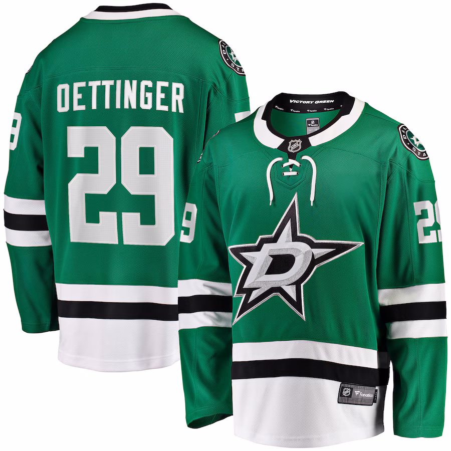 Men's Dallas Stars Jake Oettinger Fanatics Kelly Green Home Breakaway Player Jersey - Jersey