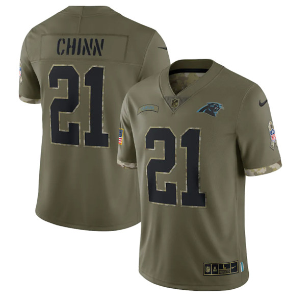 Men's Carolina Panthers #21 Jeremy Chinn 2022 Olive Salute To Service Limited Stitched Jersey - Jersey