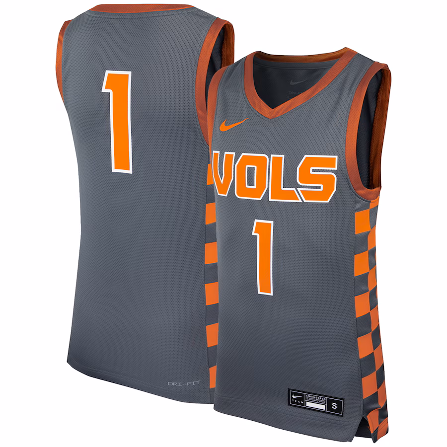 Youth Nike #1 Gray Tennessee Volunteers Icon Replica Basketball Jersey - Jersey