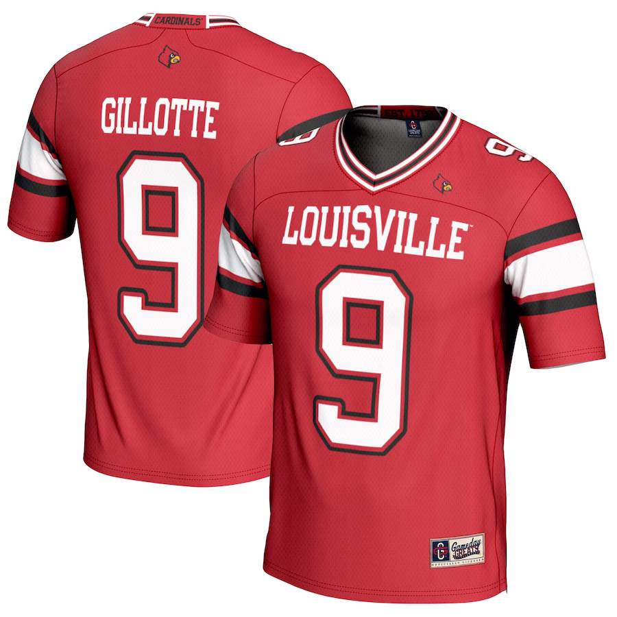 Ashton Gillotte Louisville Cardinals GameDay Greats NIL Player Football Jersey - Red - Jersey