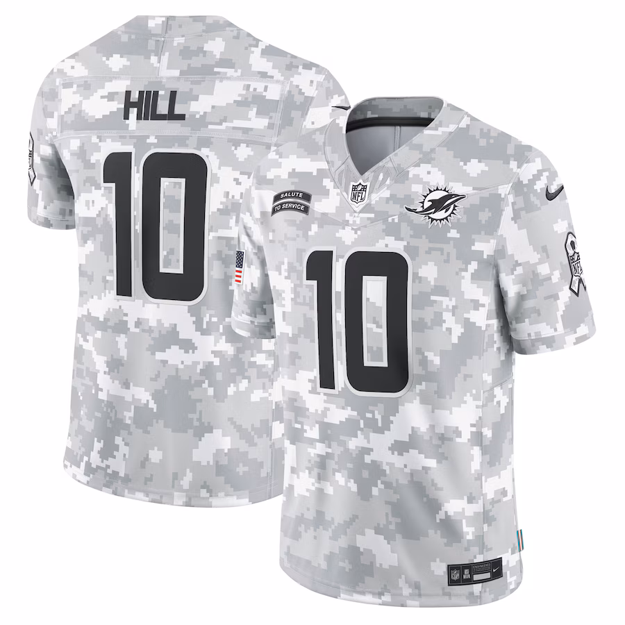 Men's Miami Dolphins Tyreek Hill Nike Arctic Camo 2024 Salute to Service Limited Jersey - Jersey