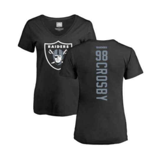 Football Women's Oakland Raiders #98 Maxx Crosby Black Backer T-Shirt - Jersey