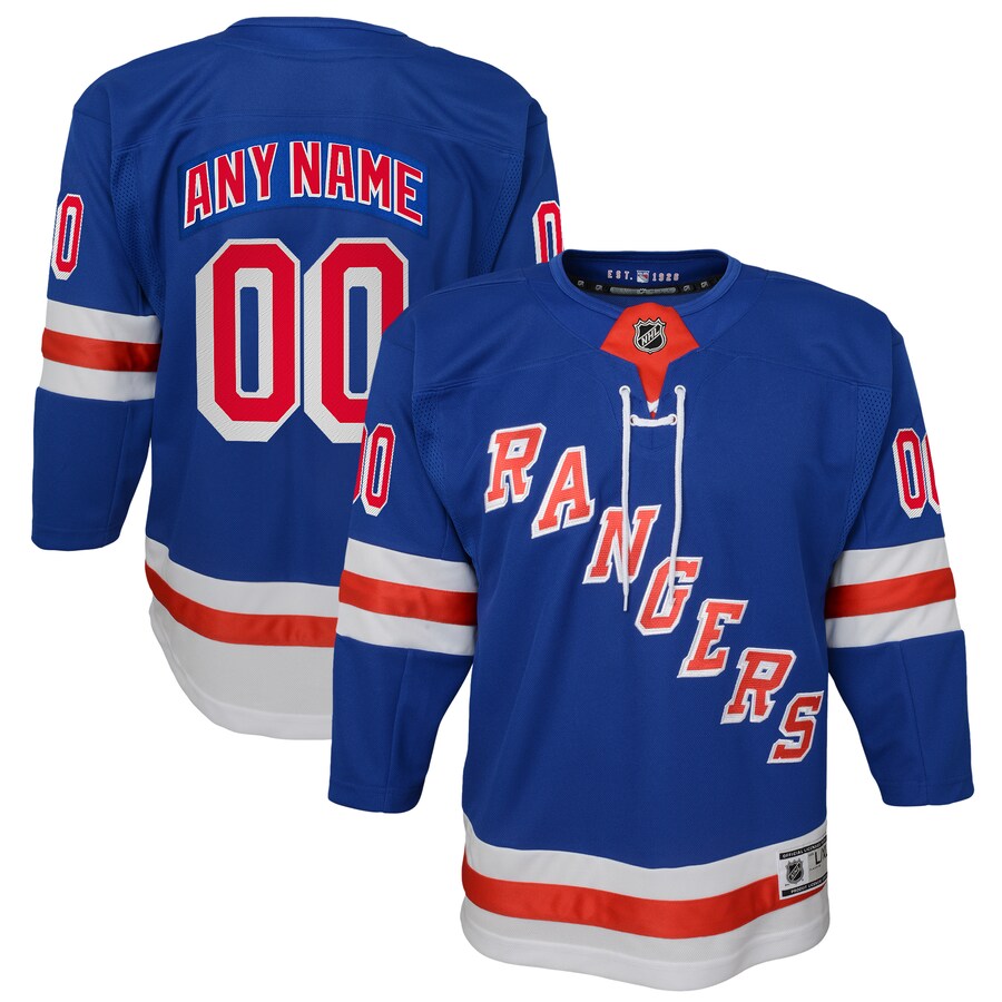 Youth New York Rangers Blue Home Premier Custom Jersey - Jersey