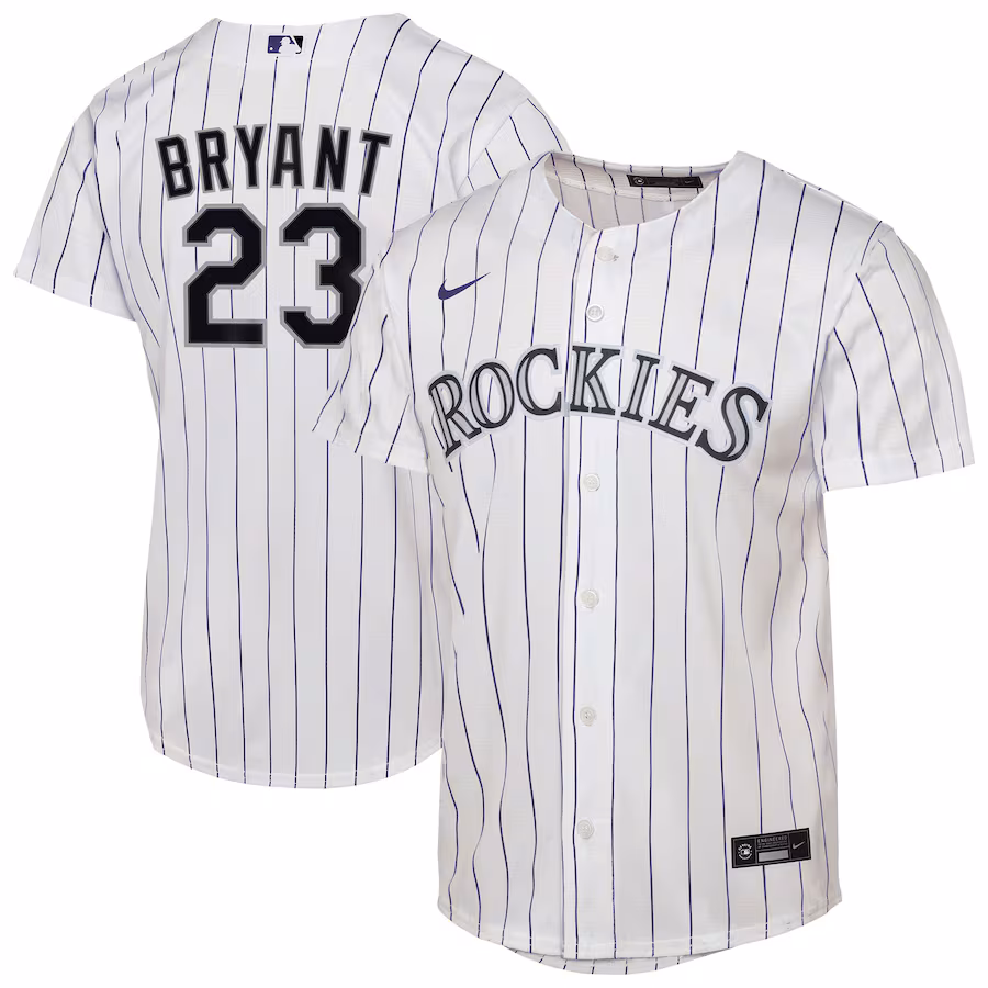 Youth Colorado Rockies Kris Bryant Nike White Home Replica Player Jersey - Jersey
