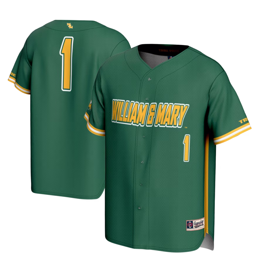 #1 William & Mary Tribe GameDay Greats Lightweight Baseball Fashion Jersey - Green - Jersey