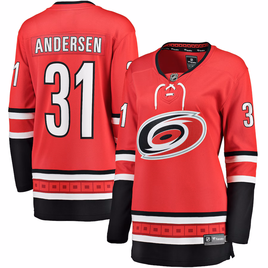 Women's Carolina Hurricanes Frederik Andersen Fanatics Red Alternate Breakaway Player Jersey - Jersey