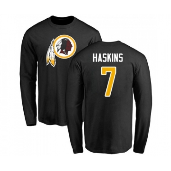 Football Washington Redskins #7 Dwayne Haskins Black Name & Number Logo Long Sleeve T-Shirt - Jersey