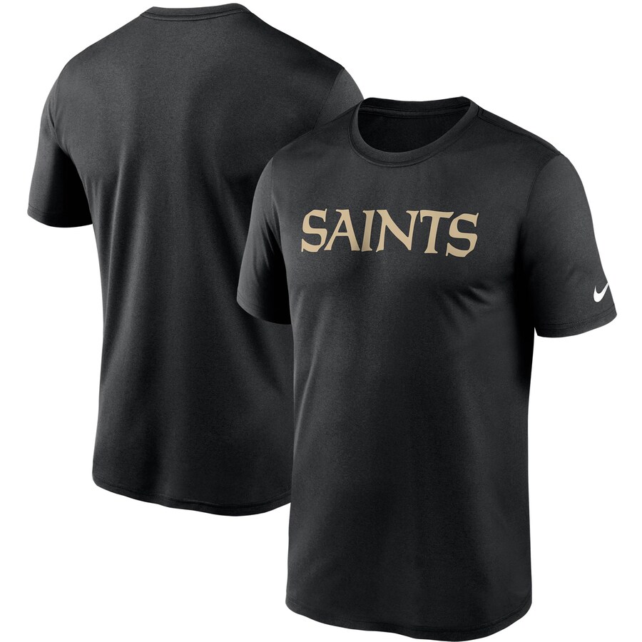Men's New Orleans Saints Nike Black Wordmark Legend Performance T-Shirt - Jersey