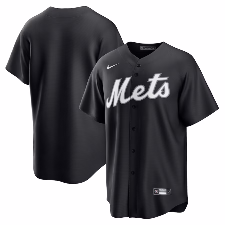 Men's New York Mets Nike Black/White Official Replica Jersey - Jersey