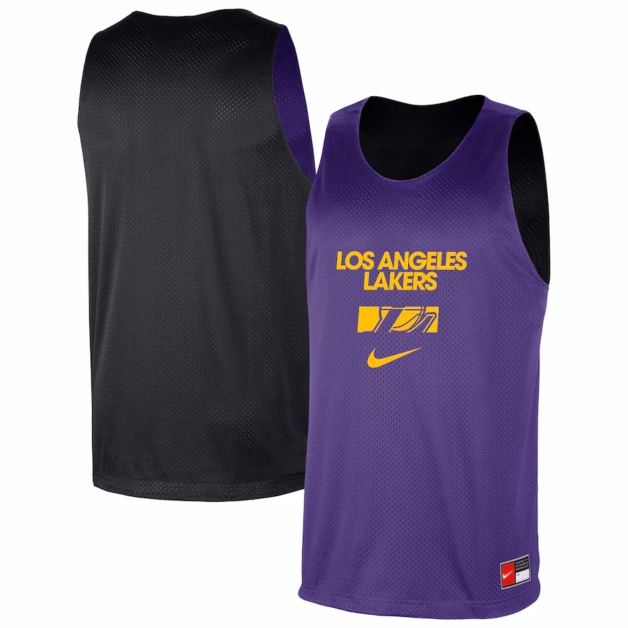 Men's Los Angeles Lakers Nike Purple/Black Courtside Reversible Mesh Practice Jersey - Jersey