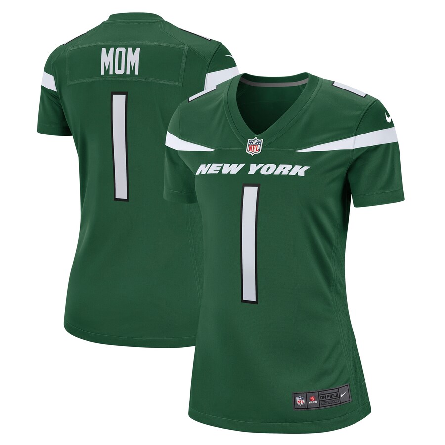 Women's New York Jets Number 1 Mom Nike Gotham Green Game Jersey - Jersey