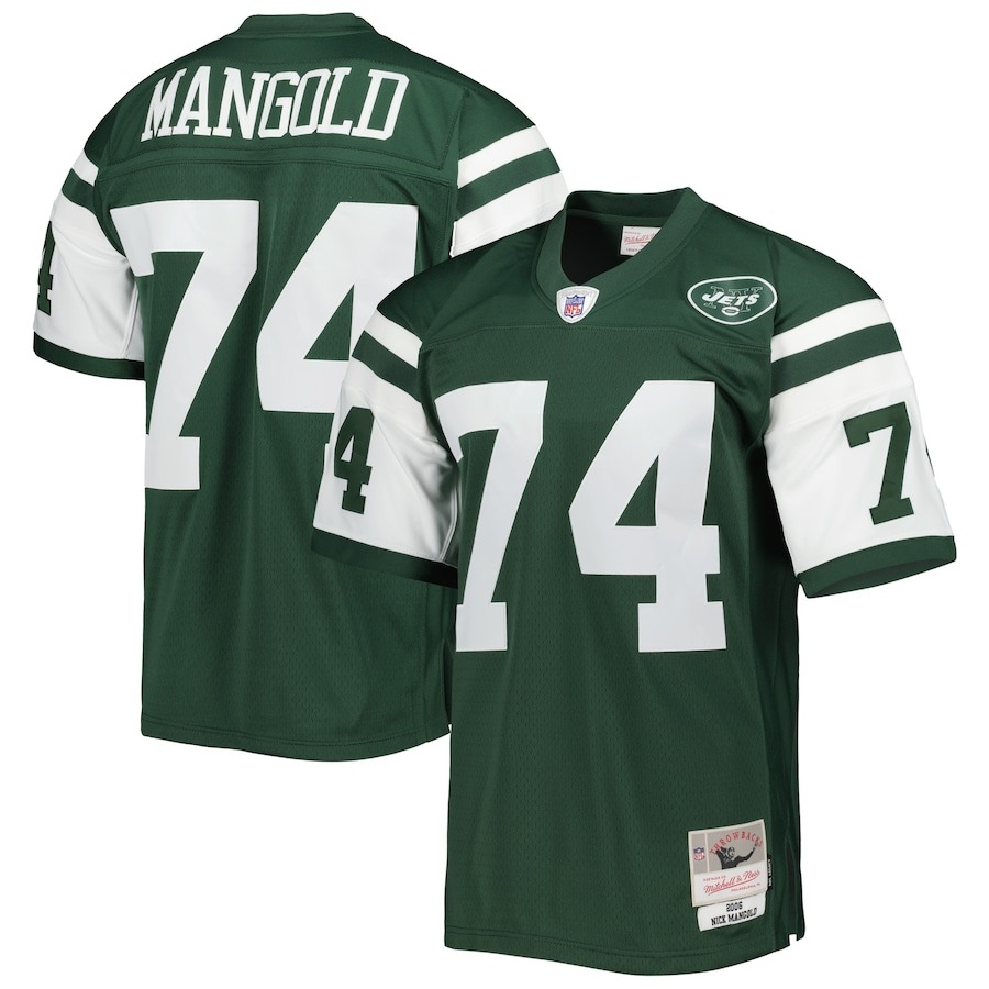 Men's New York Jets Nick Mangold Mitchell & Ness Green Legacy Replica Jersey - Jersey