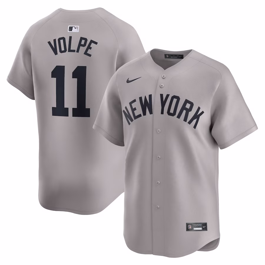 Men's New York Yankees Anthony Volpe Nike Gray Away Limited Player Jersey - Jersey