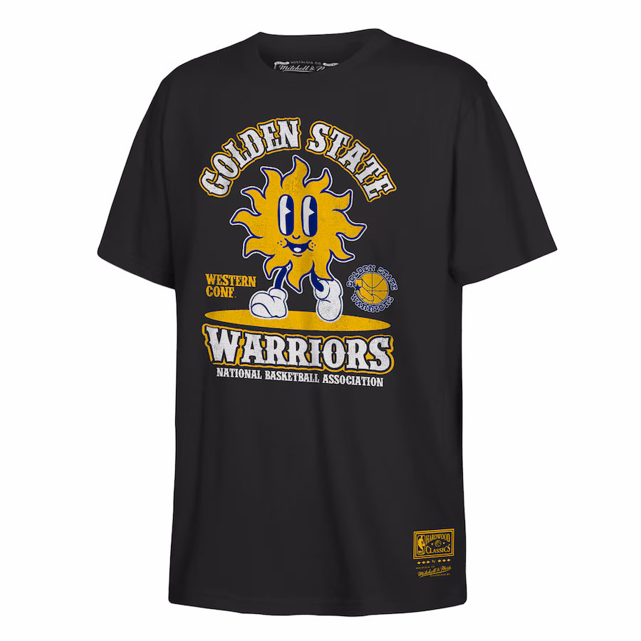 Youth Golden State Warriors Mitchell & Ness Royal Retro Mascot Script T-Shirt - Jersey