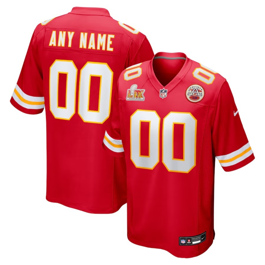 Men's Kansas City Chiefs Nike Red Super Bowl LIX Custom Game Jersey - Jersey