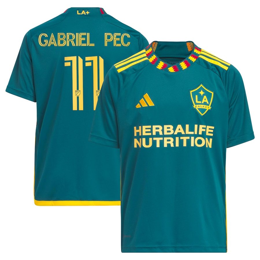 Youth LA Galaxy Gabriel Pec adidas Green 2024 LA Kit Replica Player Jersey - Jersey