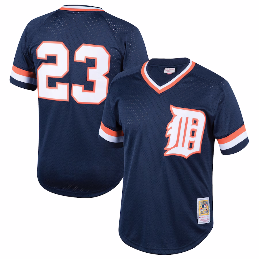 Youth Detroit Tigers Kirk Gibson Mitchell & Ness Navy Cooperstown Collection Mesh Batting Practice Jersey - Jersey