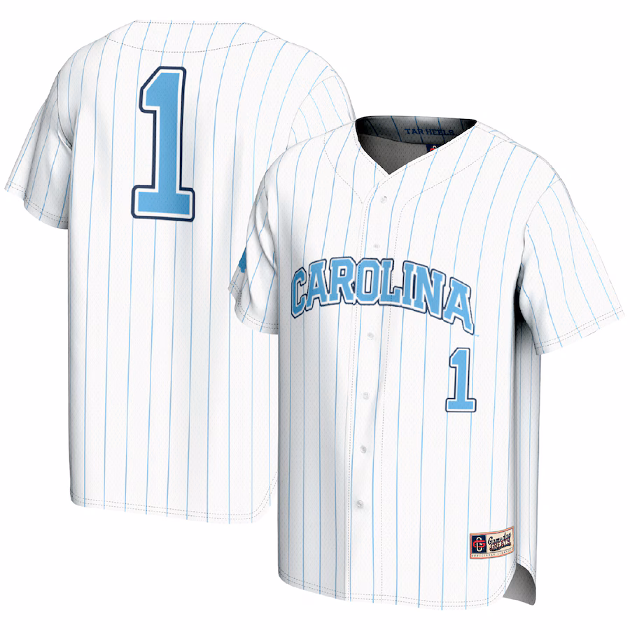 Men's GameDay Greats #1 White North Carolina Tar Heels Lightweight Baseball Fashion Jersey - Jersey
