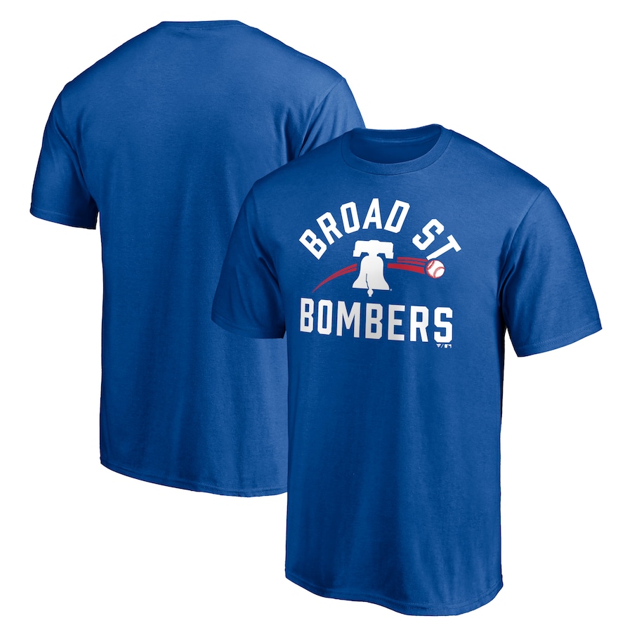 Men's Philadelphia Phillies Royal Paint the Black Broad Street Bombers T-Shirt - Jersey