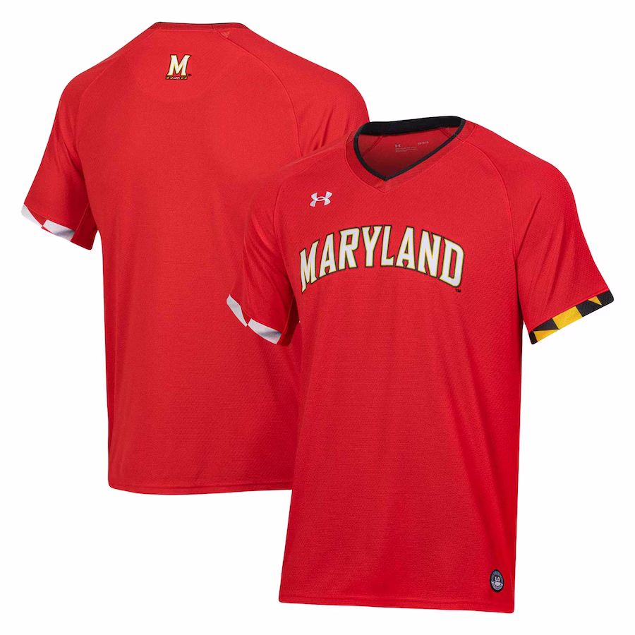 Maryland Terrapins Under Armour Softball V-Neck Jersey - Red - Jersey