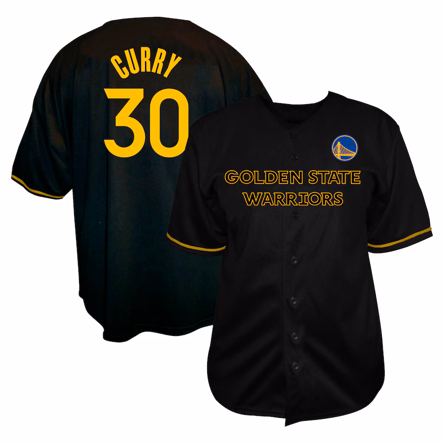 Men's Golden State Warriors Stephen Curry Profile Black Big & Tall Name & Number Button-Up Jersey - Jersey