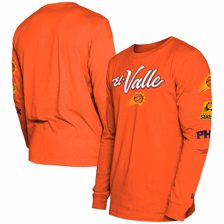Men's Phoenix Suns New Era Orange 2023/24 City Edition Long Sleeve T-Shirt - Jersey