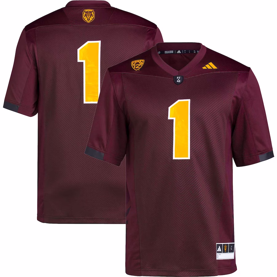 #1 Arizona State Sun Devils adidas Premier Football Jersey - Maroon - Jersey