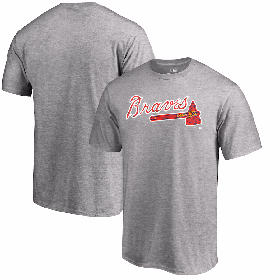 Men's Atlanta Braves Heathered Gray Team Wordmark T-Shirt - Jersey