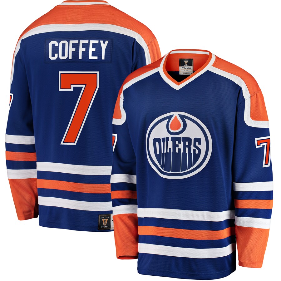 Men's Edmonton Oilers Paul Coffey Fanatics Branded Blue Premier Breakaway Retired Player Jersey - Jersey