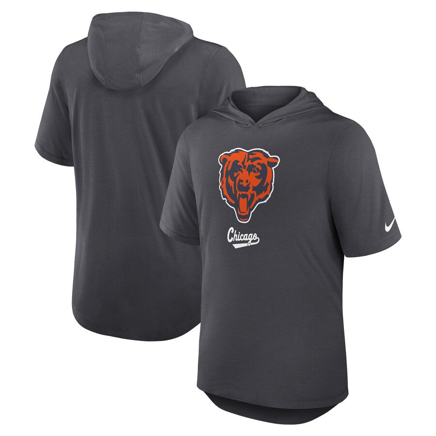 Men's Chicago Bears Nike Anthracite Tri-Blend Performance Hoodie T-Shirt - Jersey