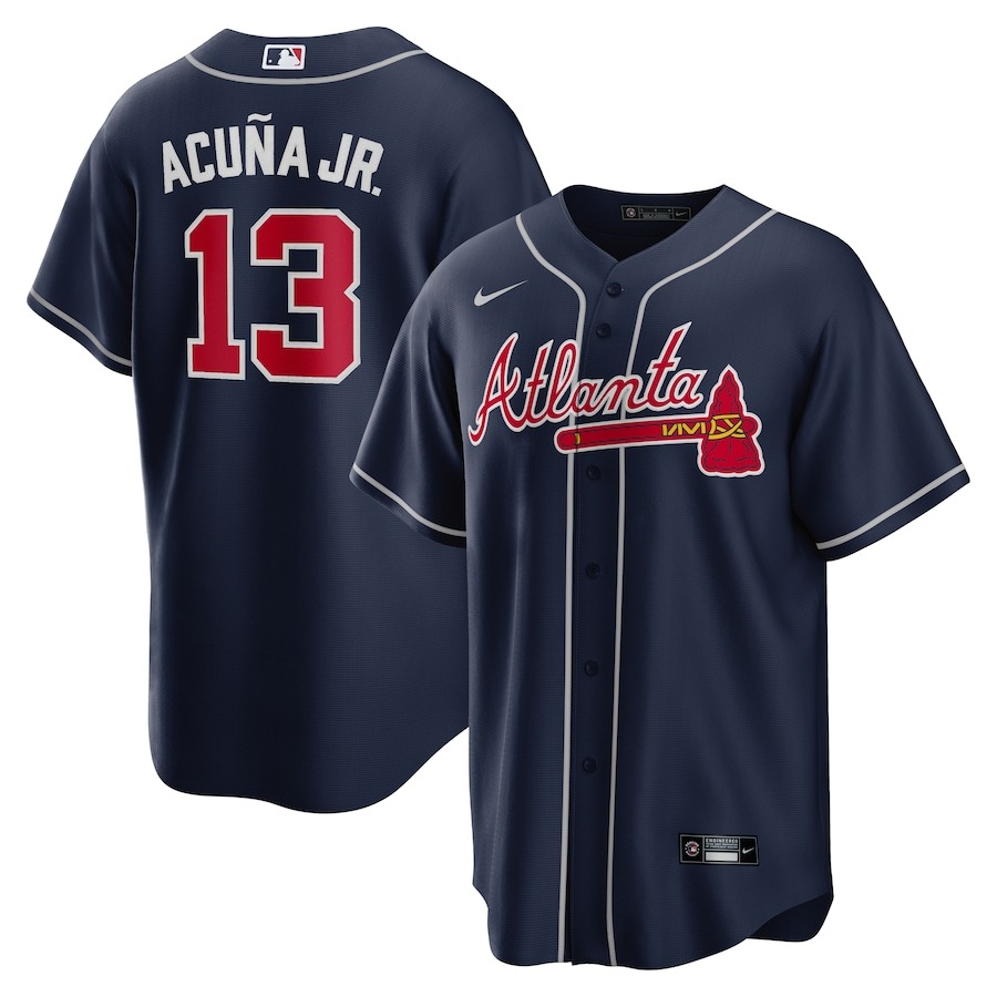 Men's Atlanta Braves Ronald Acuna Jr. Nike Navy Alternate Replica Player Name Jersey - Jersey