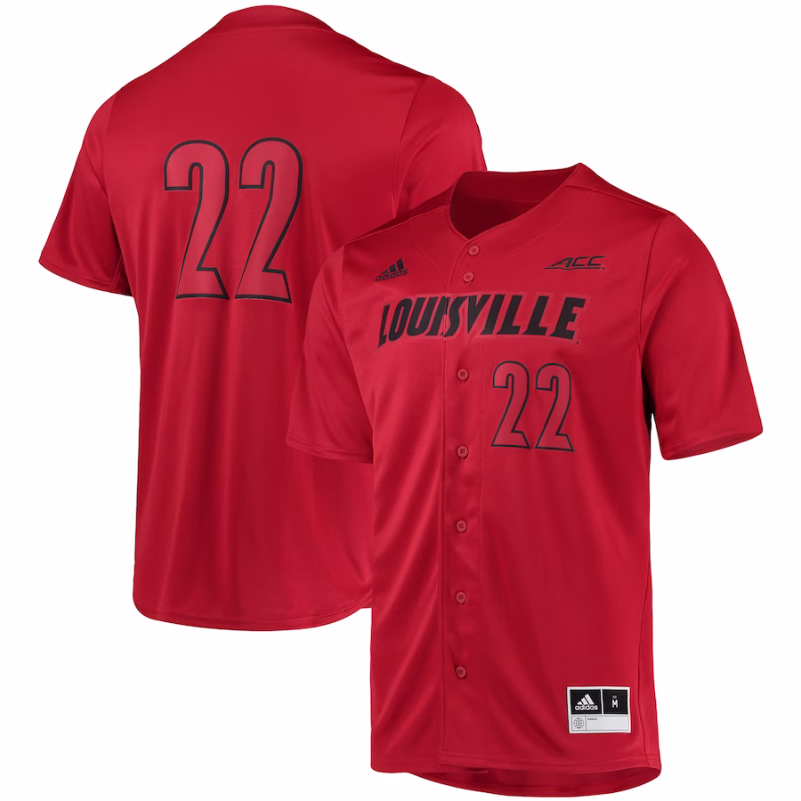 #22 Louisville Cardinals adidas Button-Up Baseball Jersey - Red - Jersey