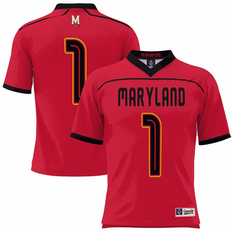 #1 Maryland Terrapins GameDay Greats Youth Lacrosse Fashion Jersey Lightweight- Red - Jersey