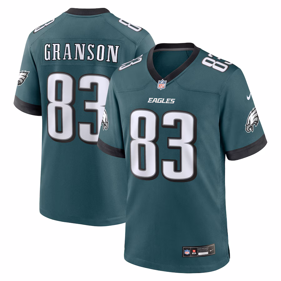 Men's Philadelphia Eagles Kylen Granson Nike Midnight Green Team Game Jersey - Jersey