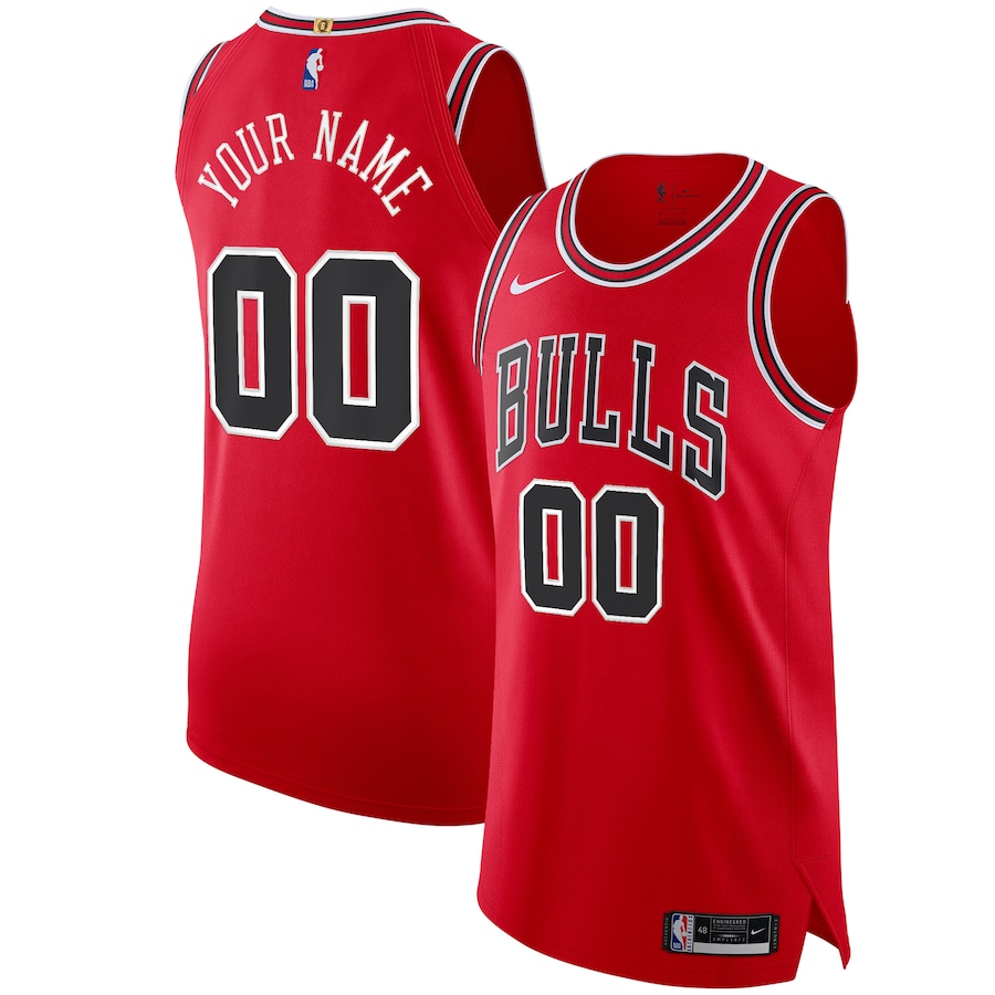Men's Chicago Bulls Nike Red Authentic Custom Jersey - Icon Edition - Jersey