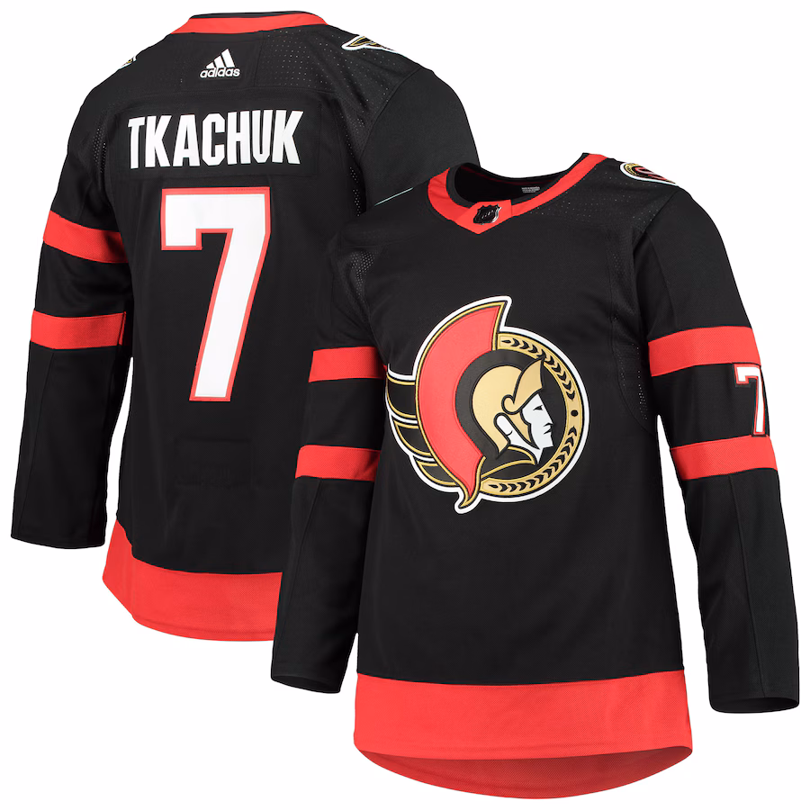Men's Ottawa Senators Brady Tkachuk adidas Black Home Primegreen Authentic Player Jersey - Jersey