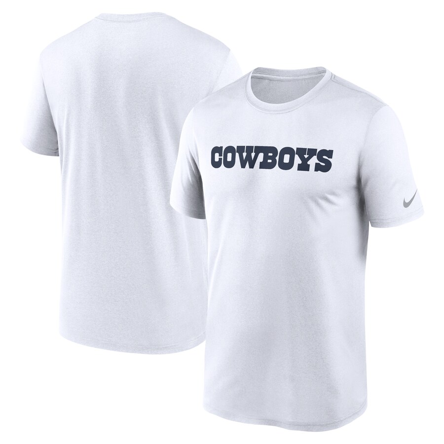 Men's Dallas Cowboys  Nike White Legend Wordmark Performance T-Shirt - Jersey
