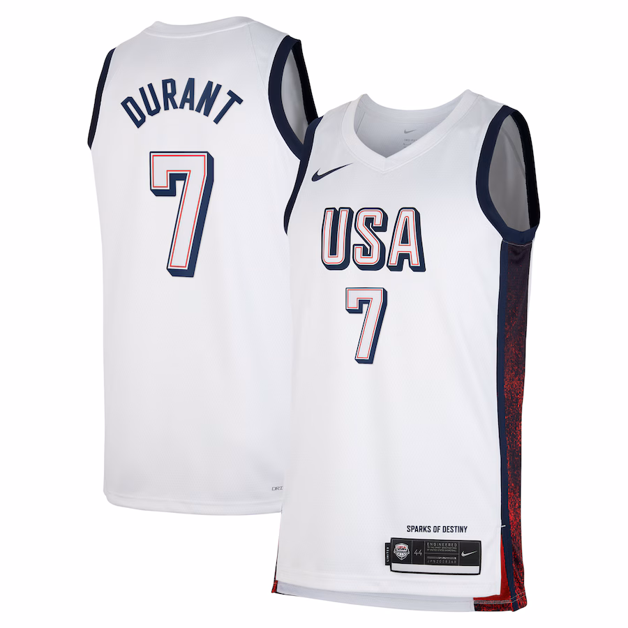 Unisex Men's USA Basketball Kevin Durant Nike White 2024 Swingman Player Jersey - Jersey