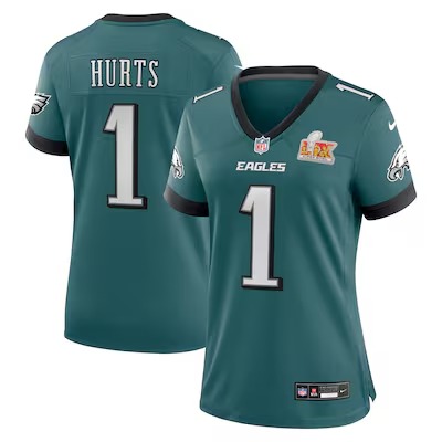 Women's Philadelphia Eagles Jalen Hurts Nike Midnight Green Super Bowl LIX Game Player Jersey - Jersey