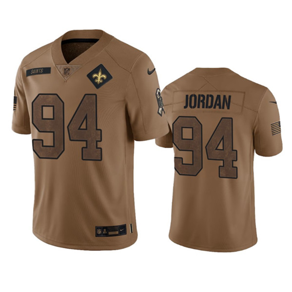 Men's New Orleans Saints #94 Cameron Jordan 2023 Brown Salute To Service Limited Football Stitched Jersey - Jersey