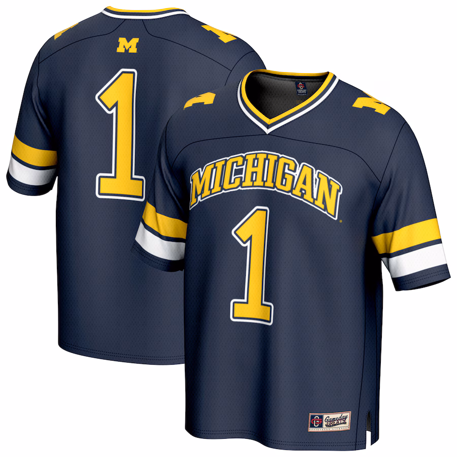GameDay Greats #1 Navy Michigan Wolverines Lightweight Collegiate Football Fashion Jersey - Jersey